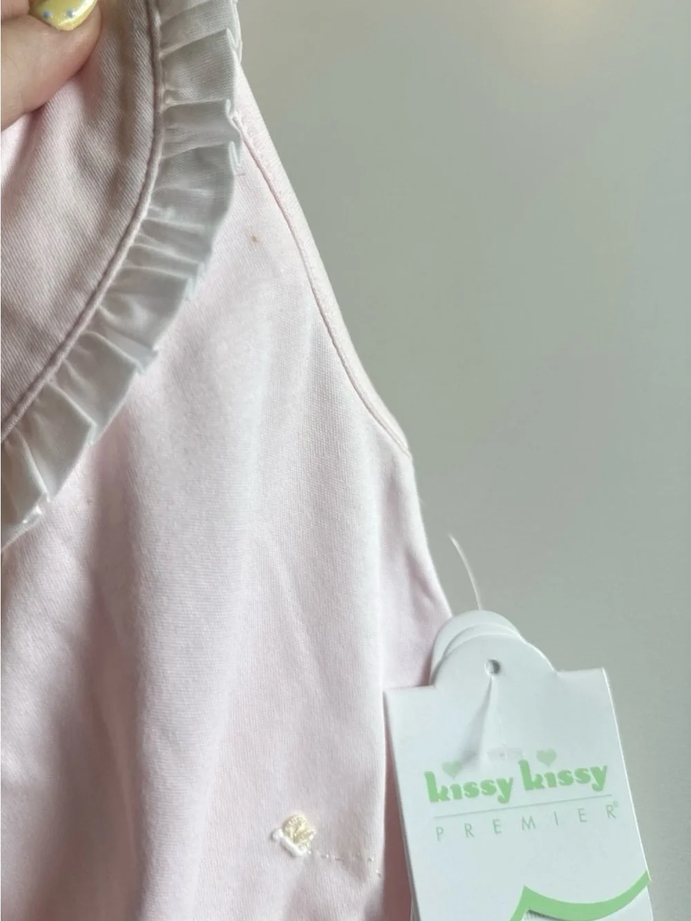 Kissy Kissy Pink Hand Embroidered Pima Cotton Playsuit Romper Shortie 6-9m